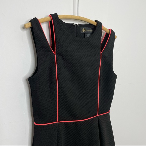 KARDASHIAN KOLLECTION Box Pleat Cutout A-Line Dress with Neon Trim - Sz. Medium - Picture 4 of 10